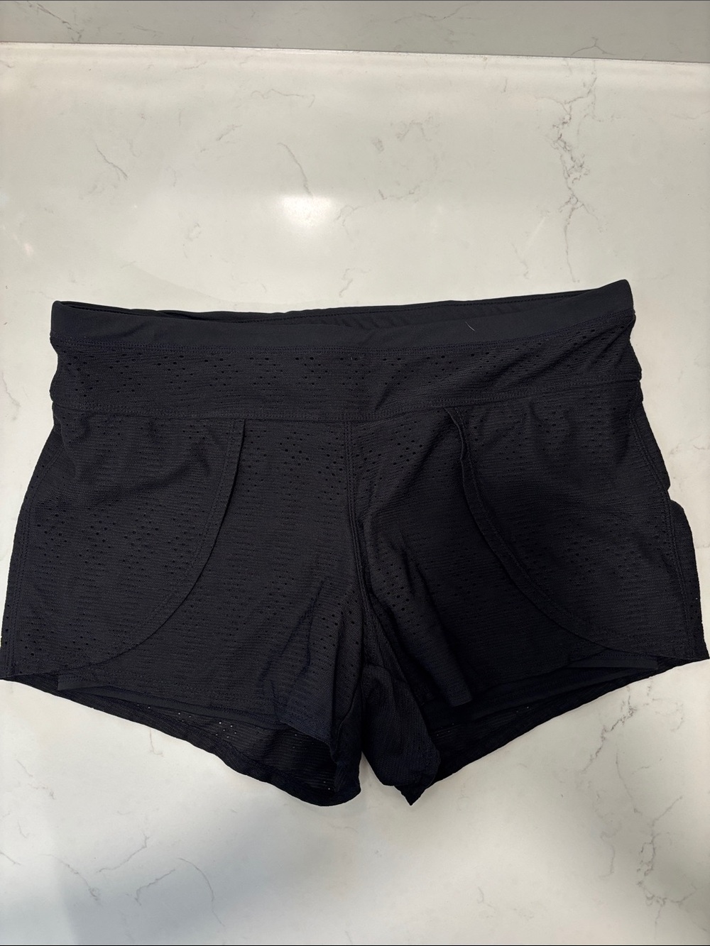 Athleta Black Perforated Mesh Athletic Shorts